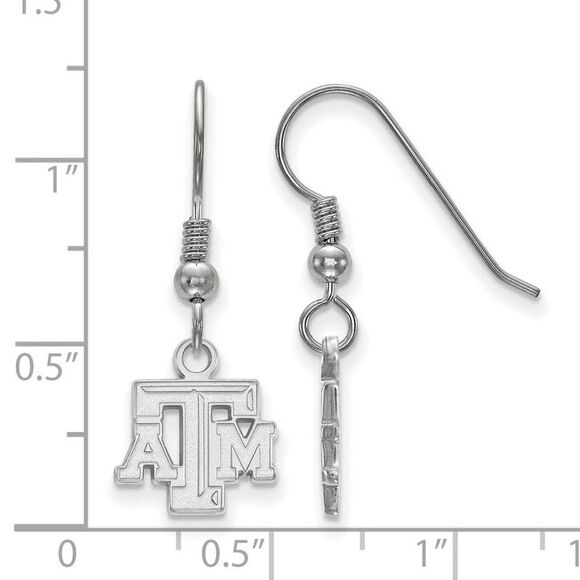Sterling Silver Texas A&M University XS (Tiny) Dangle Wire Earrings - Picture 2 of 3